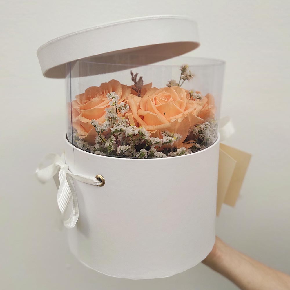 caja sombrerera de flores